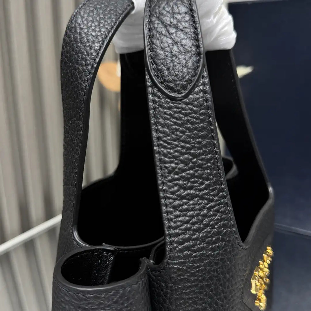 Prada 1BA349 Mini leather handbag Black Gold