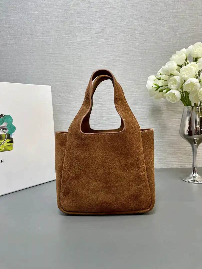 Prada 1BA349 Mini Suede leather handbag Brown Gold