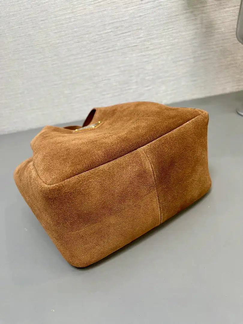 Prada 1BA349 Mini Suede leather handbag Brown Gold