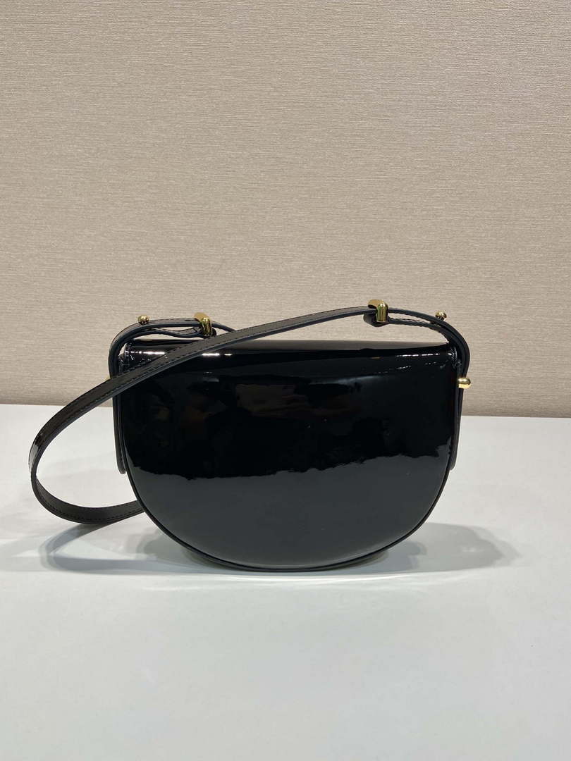 Prada 1BA349 Triangle-logo shoulder patent leather bag Black - Default Title - View 4