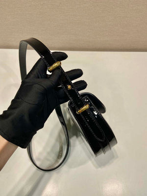 Prada 1BA349 Triangle-logo shoulder patent leather bag Black - Default Title - View 7