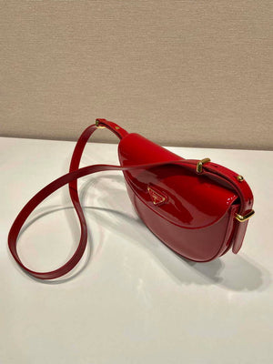 Prada 1BA349 Triangle-logo shoulder patent leather bag Red - Default Title - View 2