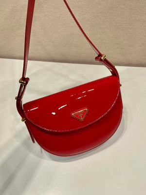 Prada 1BA349 Triangle-logo shoulder patent leather bag Red - Default Title - View 3