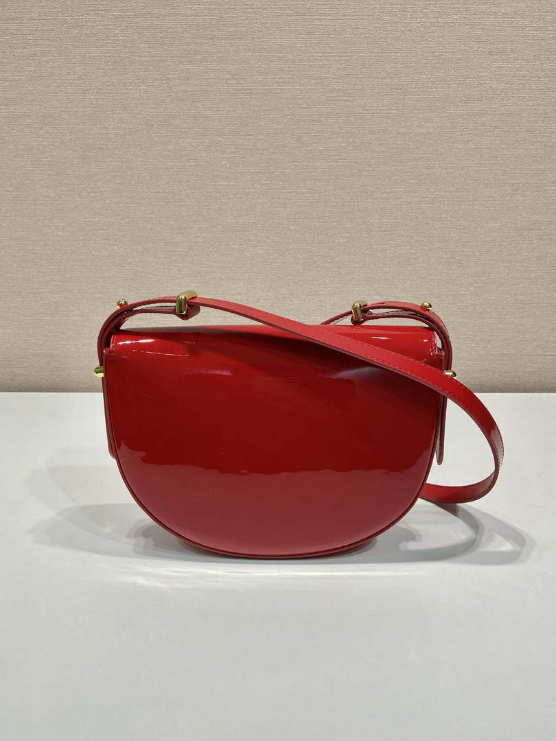 Prada 1BA349 Triangle-logo shoulder patent leather bag Red - Default Title - View 4