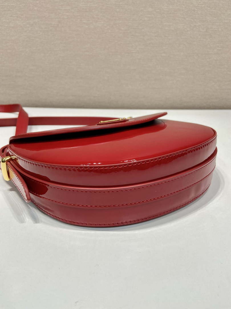 Prada 1BA349 Triangle-logo shoulder patent leather bag Red - Default Title - View 5