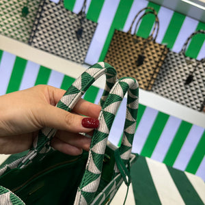 Prada 1BA354 Small Prada Symbole jacquard fabric handbag Green White - Default Title - View 3