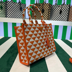 Prada 1BA354 Small Prada Symbole jacquard fabric handbag Orange White - Default Title - View 2