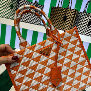 Prada 1BA354 Small Prada Symbole jacquard fabric handbag Orange White - Default Title - View 4