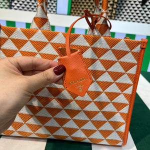 Prada 1BA354 Small Prada Symbole jacquard fabric handbag Orange White - Default Title - View 5