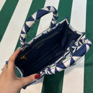 Prada 1BA354 Small Prada Symbole jacquard fabric handbag Blue White - Default Title - View 6