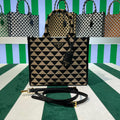 Prada 1BA354 Small Prada Symbole jacquard fabric handbag Apricot Black - Default Title - View 1