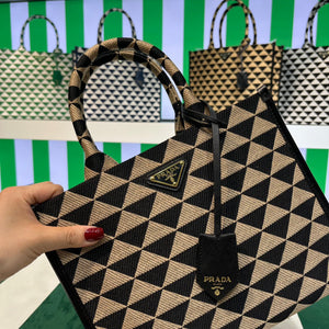 Prada 1BA354 Small Prada Symbole jacquard fabric handbag Apricot Black - Default Title - View 4