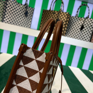 Prada 1BA355 Symbole Jacquard Fabric Micro Bag Tan White - Default Title - View 3