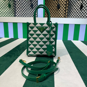 Prada 1BA355 Symbole Jacquard Fabric Micro Bag Green White - Default Title - View 1
