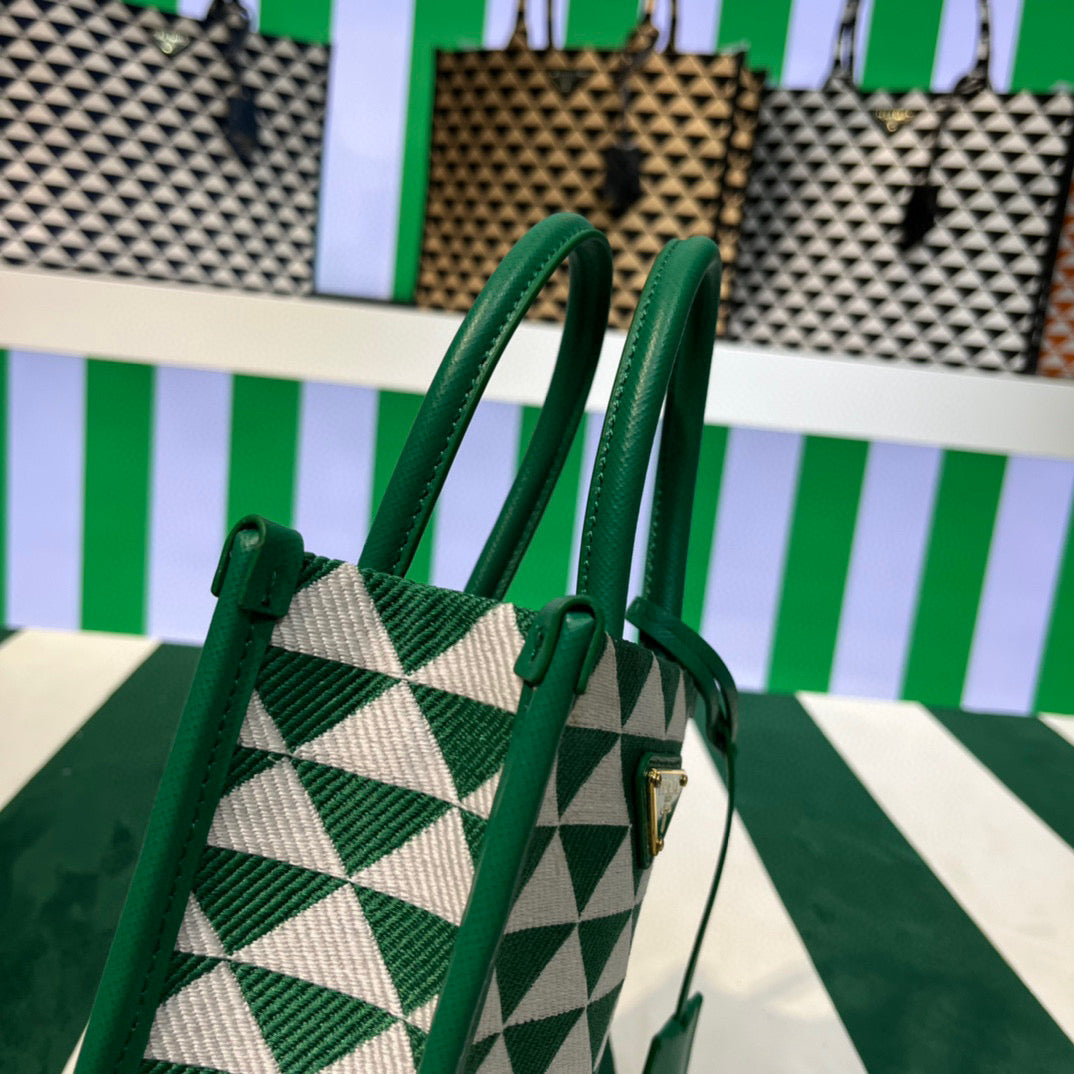 Prada 1BA355 Symbole Jacquard Fabric Micro Bag Green White - Default Title - View 3