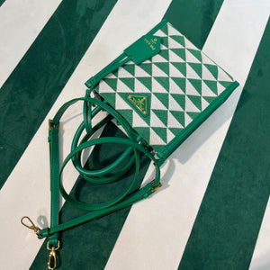 Prada 1BA355 Symbole Jacquard Fabric Micro Bag Green White - Default Title - View 7