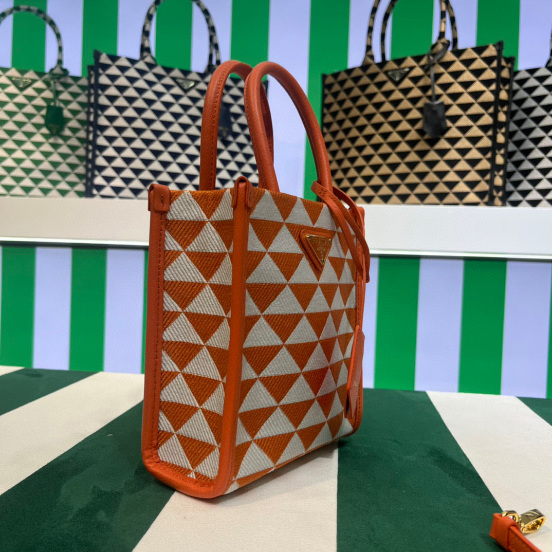 Prada 1BA355 Symbole Jacquard Fabric Micro Bag Orange White - Default Title - View 2