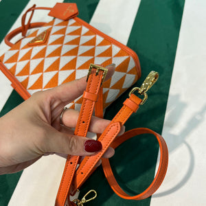 Prada 1BA355 Symbole Jacquard Fabric Micro Bag Orange White - Default Title - View 8