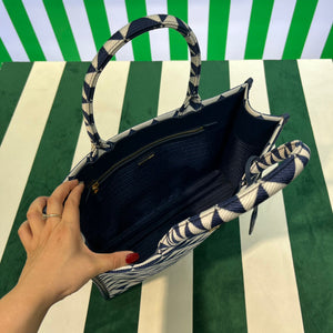 Prada 1BA356 Large Prada Symbole Jacquard Fabric Handbag Blue White - Default Title - View 8