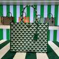 Prada 1BA356 Large Prada Symbole Jacquard Fabric Handbag Green White - Default Title - View 1