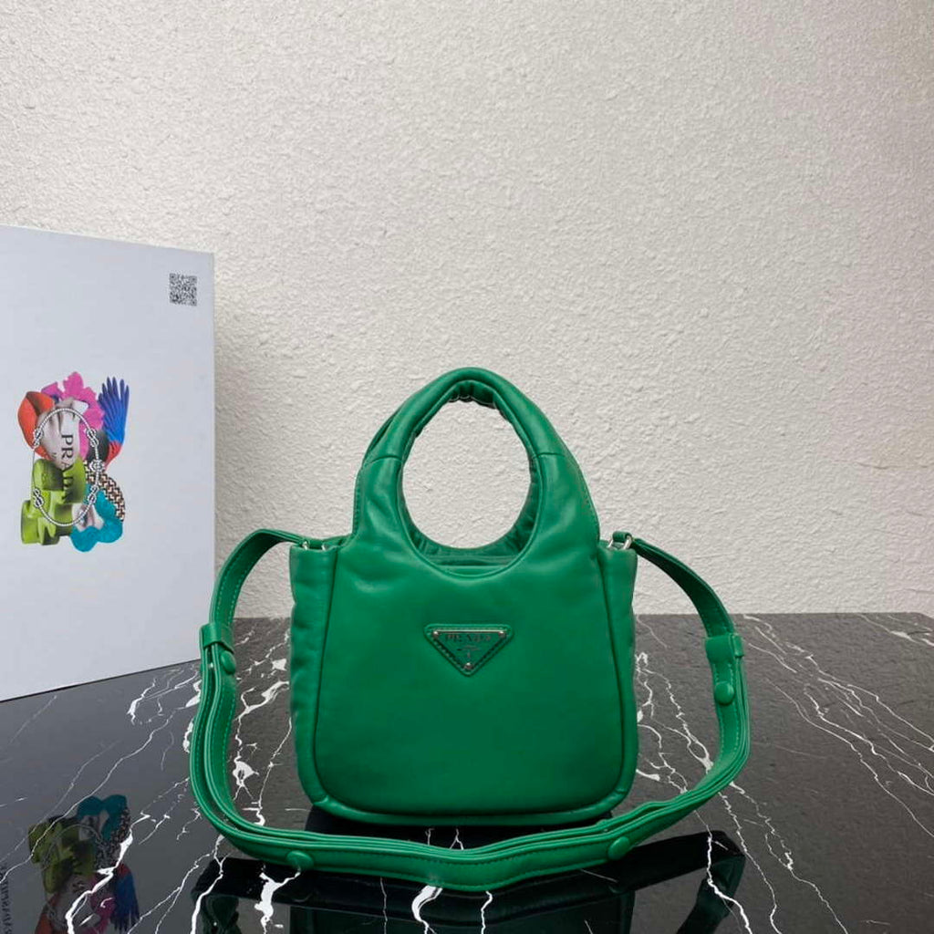 Prada 1BA359 Small Padded Prada Soft Nappa Leather Bag Green