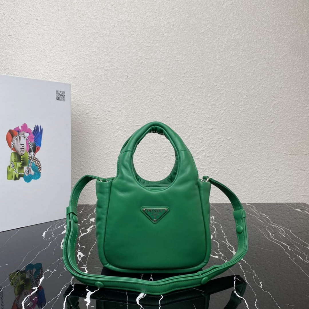 Prada 1BA359 Small Padded Prada Soft Nappa Leather Bag Green - Default Title - View 1