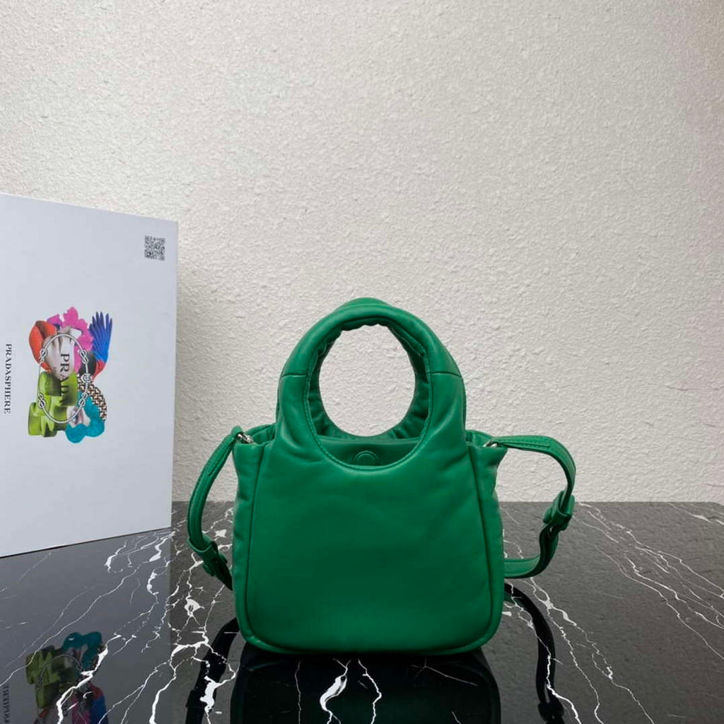 Prada 1BA359 Small Padded Prada Soft Nappa Leather Bag Green