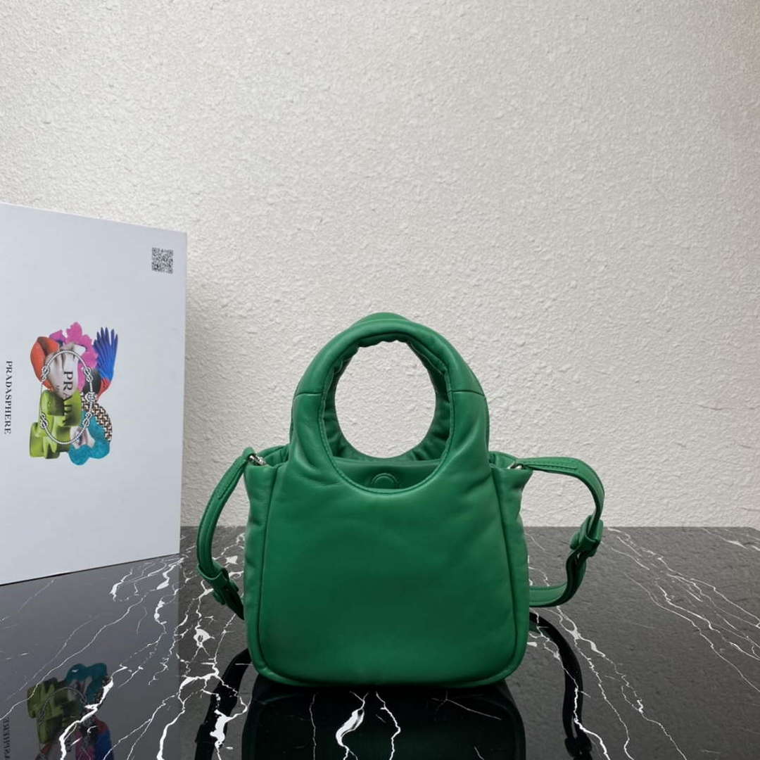 Prada 1BA359 Small Padded Prada Soft Nappa Leather Bag Green