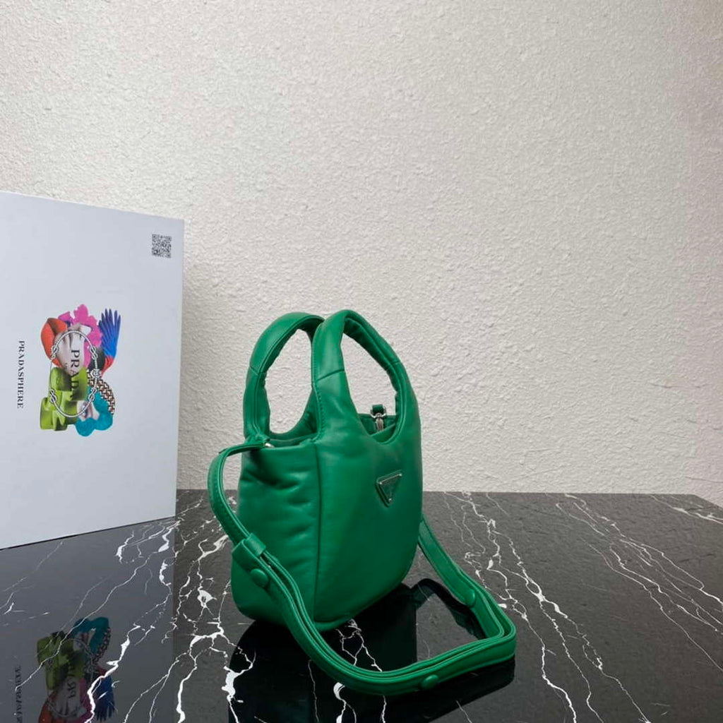 Prada 1BA359 Small Padded Prada Soft Nappa Leather Bag Green