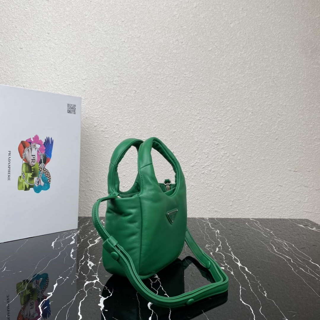 Prada 1BA359 Small Padded Prada Soft Nappa Leather Bag Green - Default Title - View 3