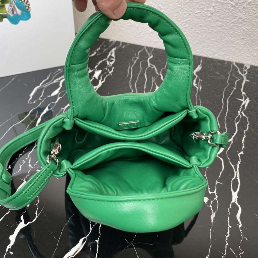 Prada 1BA359 Small Padded Prada Soft Nappa Leather Bag Green