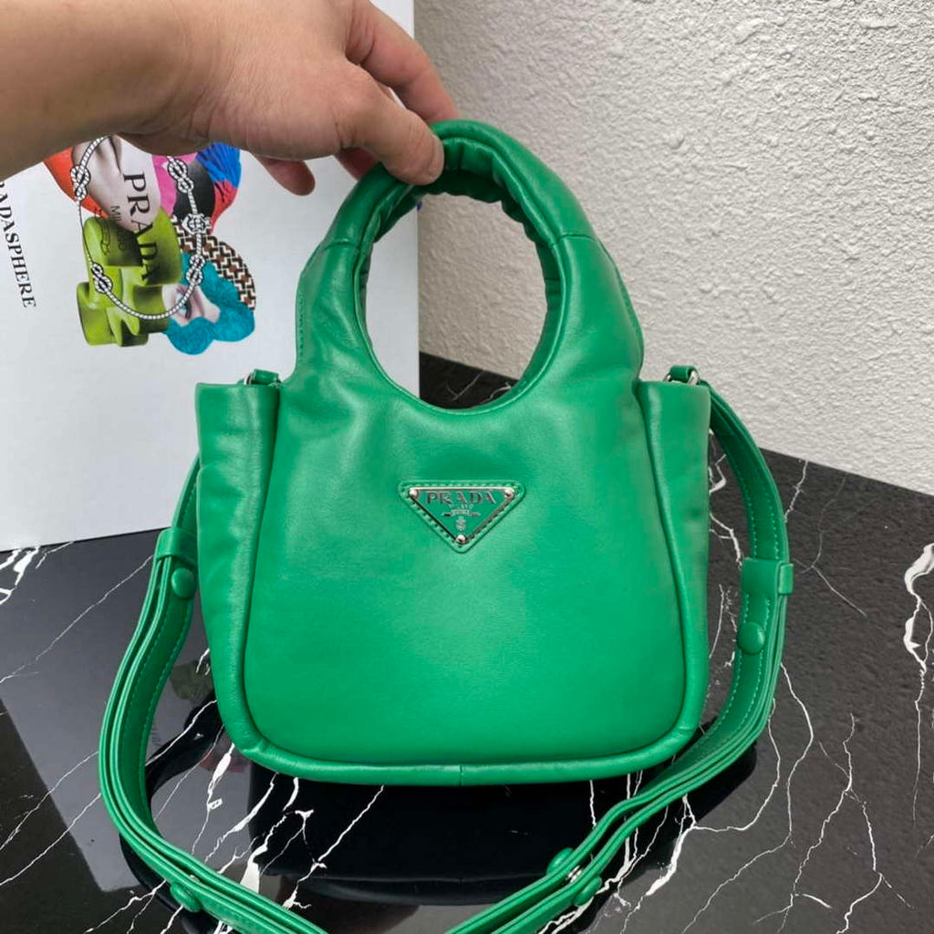 Prada 1BA359 Small Padded Prada Soft Nappa Leather Bag Green
