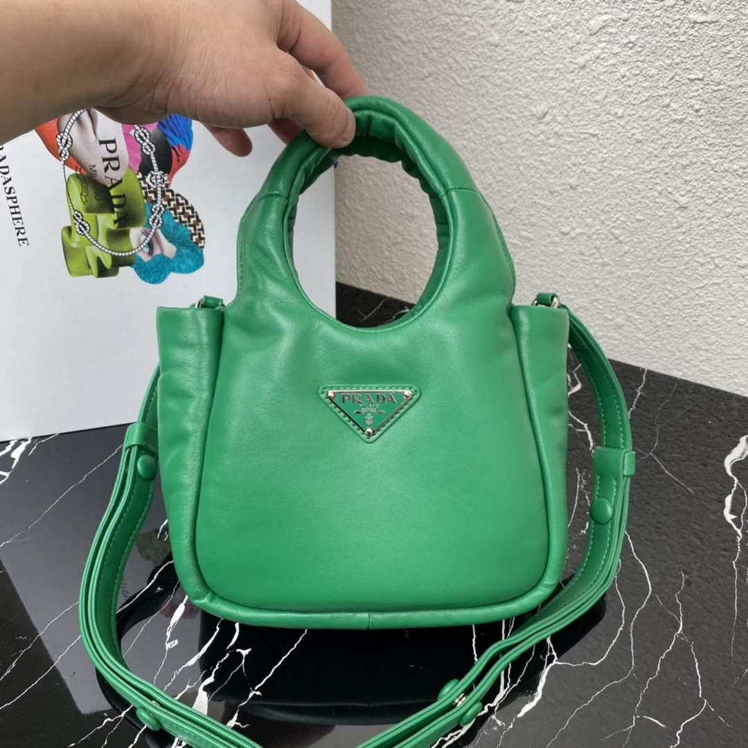 Prada 1BA359 Small Padded Prada Soft Nappa Leather Bag Green - Default Title - View 8