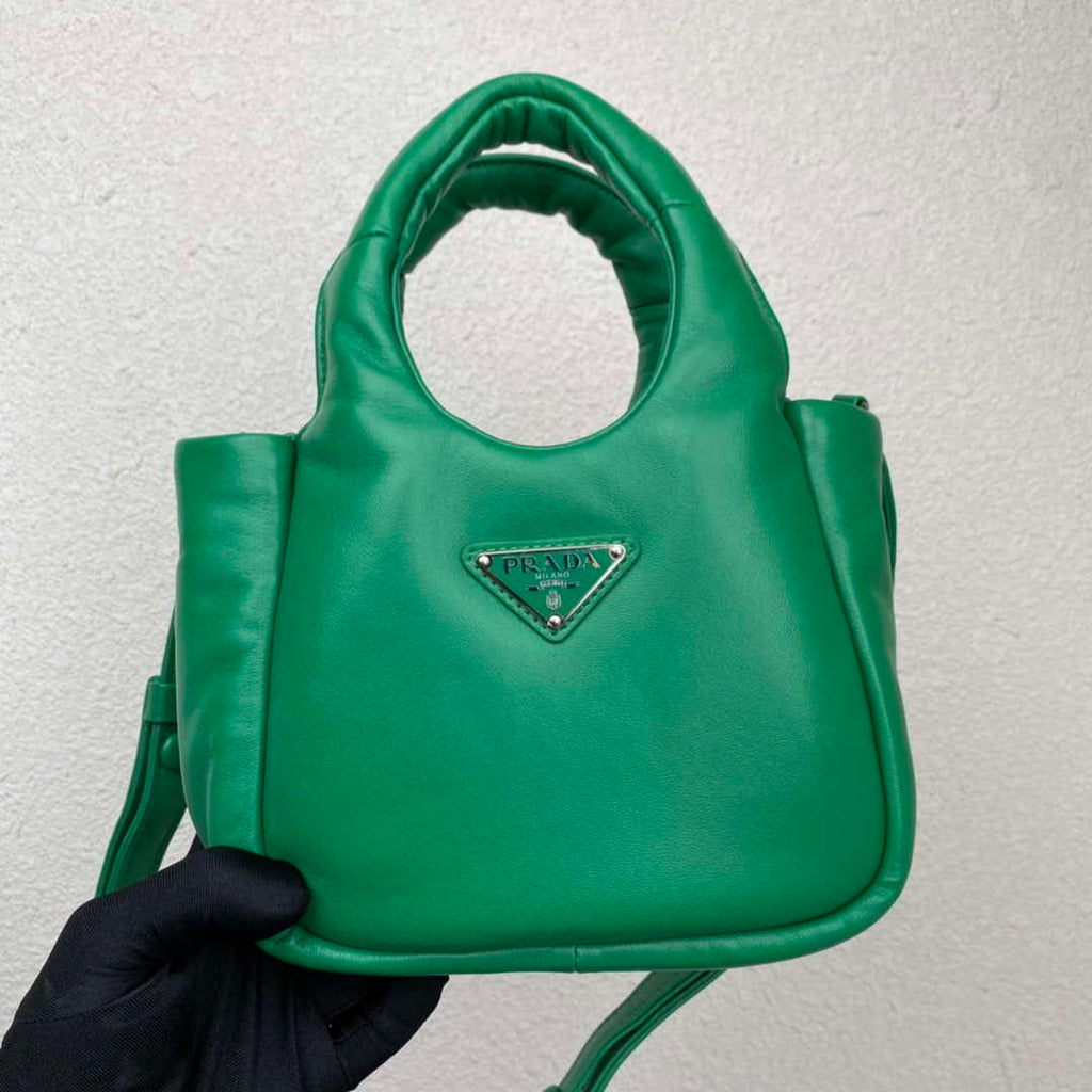 Prada 1BA359 Small Padded Prada Soft Nappa Leather Bag Green