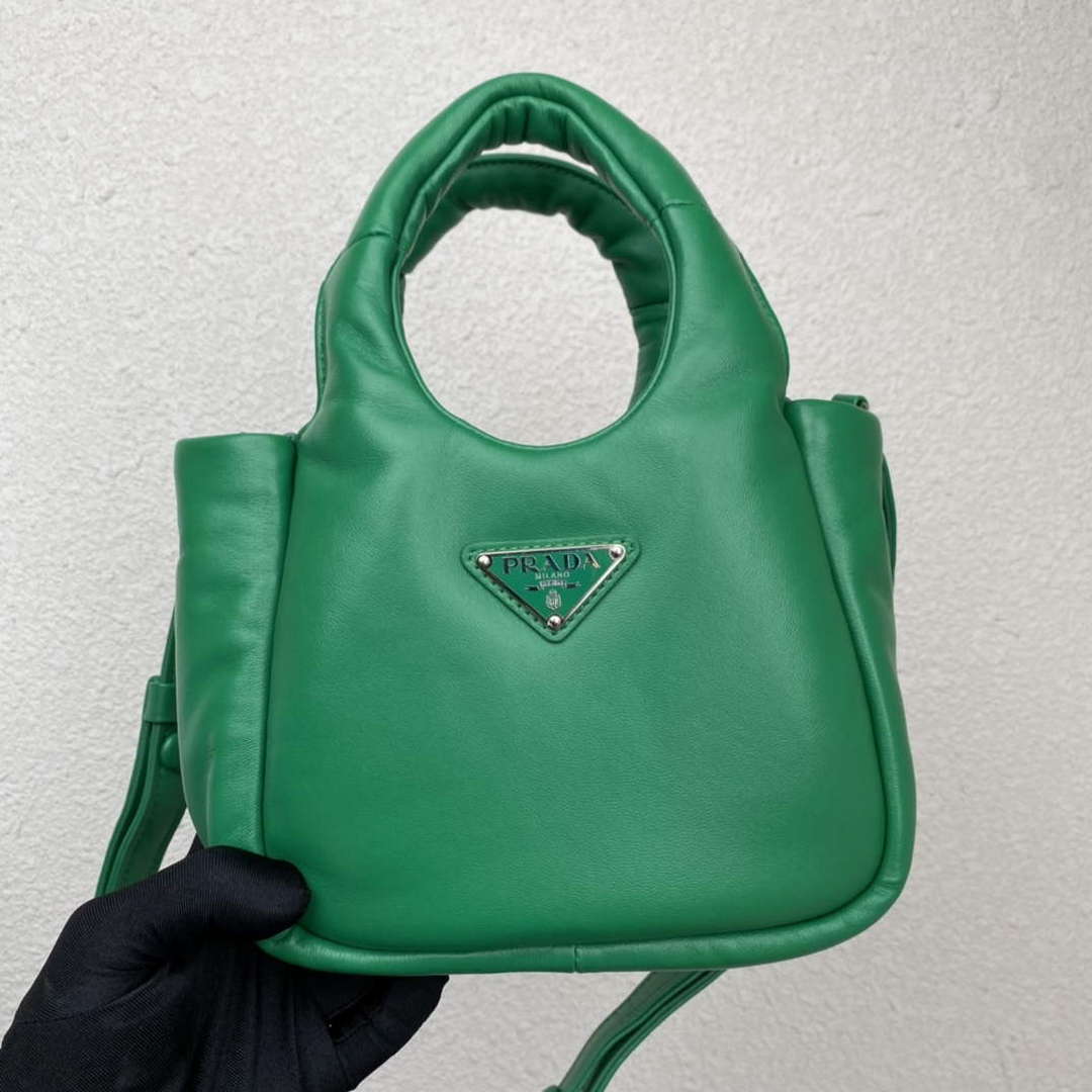 Prada 1BA359 Small Padded Prada Soft Nappa Leather Bag Green - Default Title - View 9