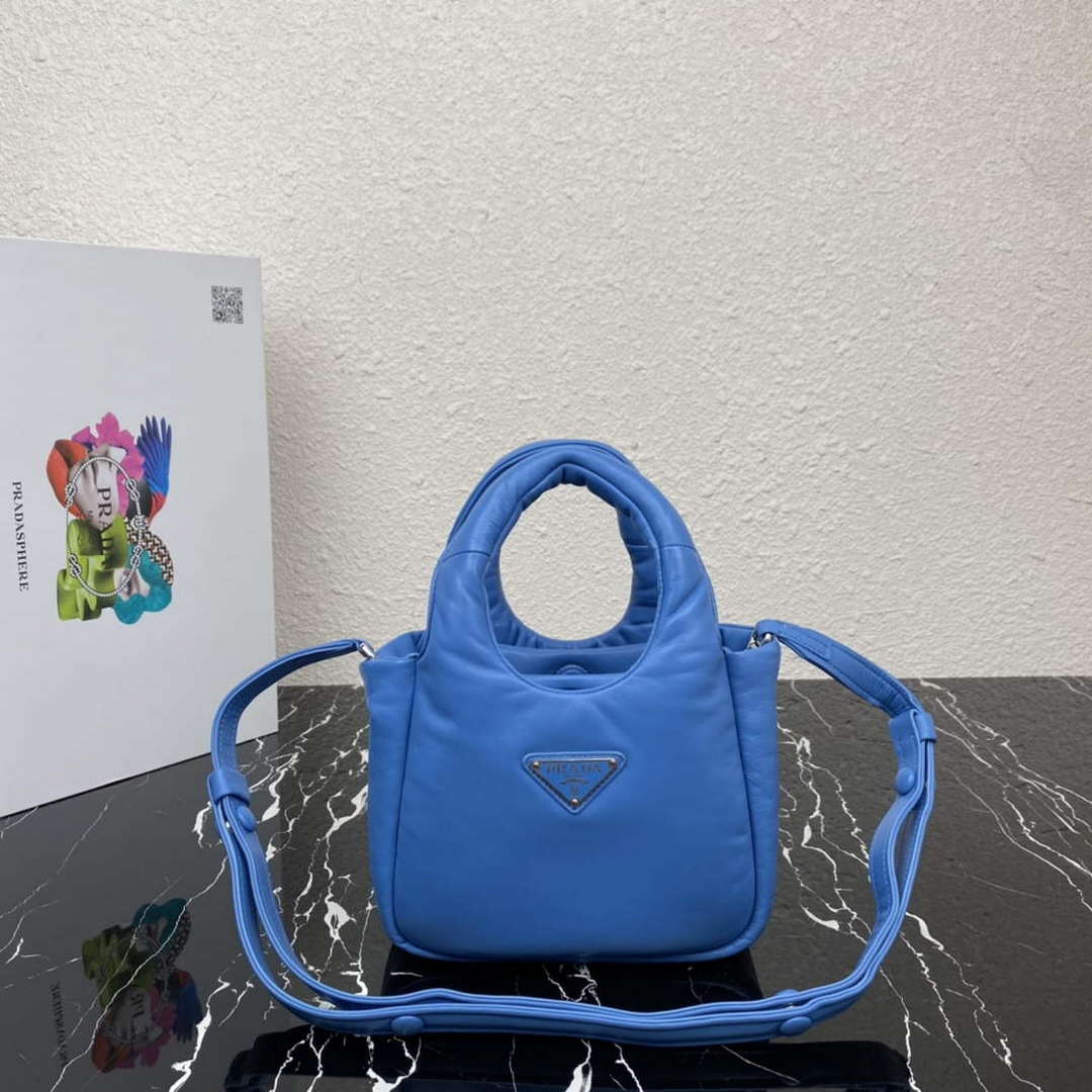Prada 1BA359 Small Padded Prada Soft Nappa Leather Bag Light Blue - Default Title - View 1