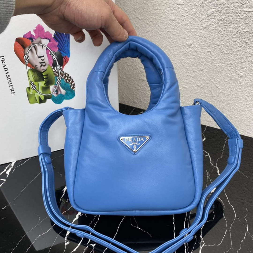 Prada 1BA359 Small Padded Prada Soft Nappa Leather Bag Light Blue - Default Title - View 8