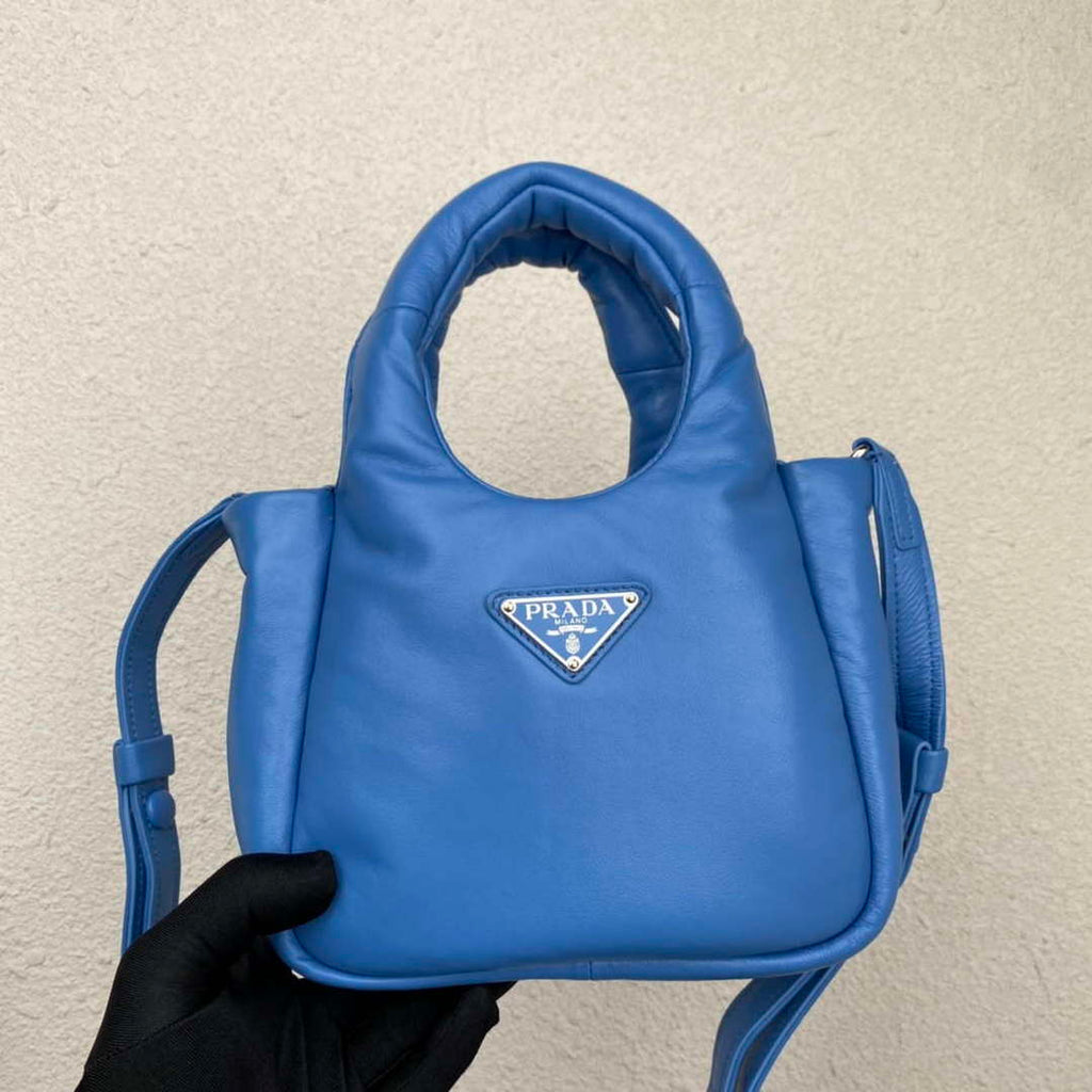 Prada 1BA359 Small Padded Prada Soft Nappa Leather Bag Light Blue