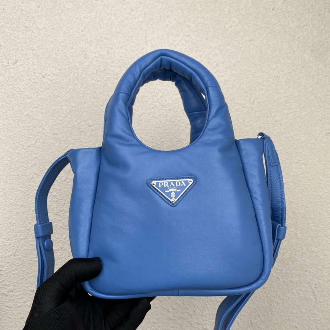 Prada 1BA359 Small Padded Prada Soft Nappa Leather Bag Light Blue