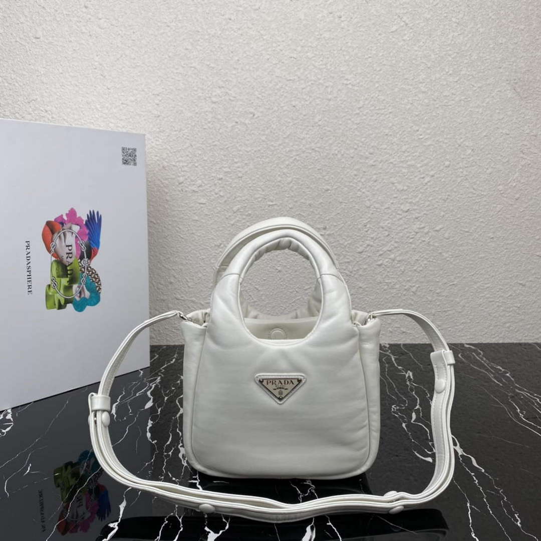 Prada 1BA359 Small Padded Prada Soft Nappa Leather Bag White - Default Title - View 1
