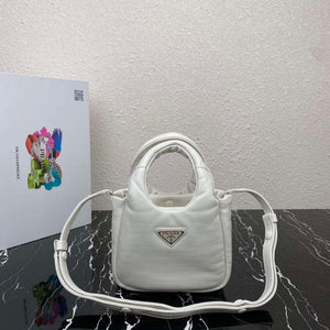 Prada 1BA359 Small Padded Prada Soft Nappa Leather Bag White - Default Title - View 1
