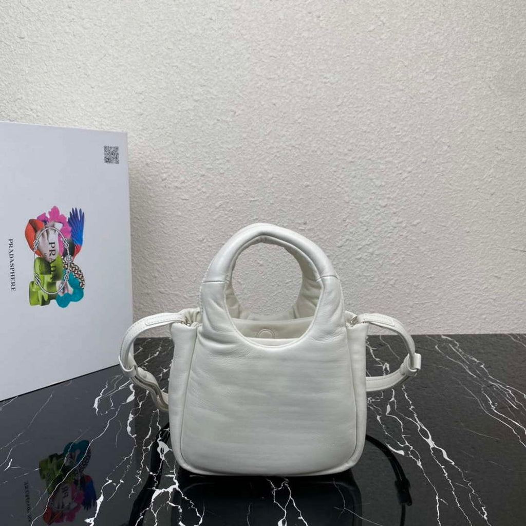 Prada 1BA359 Small Padded Prada Soft Nappa Leather Bag White