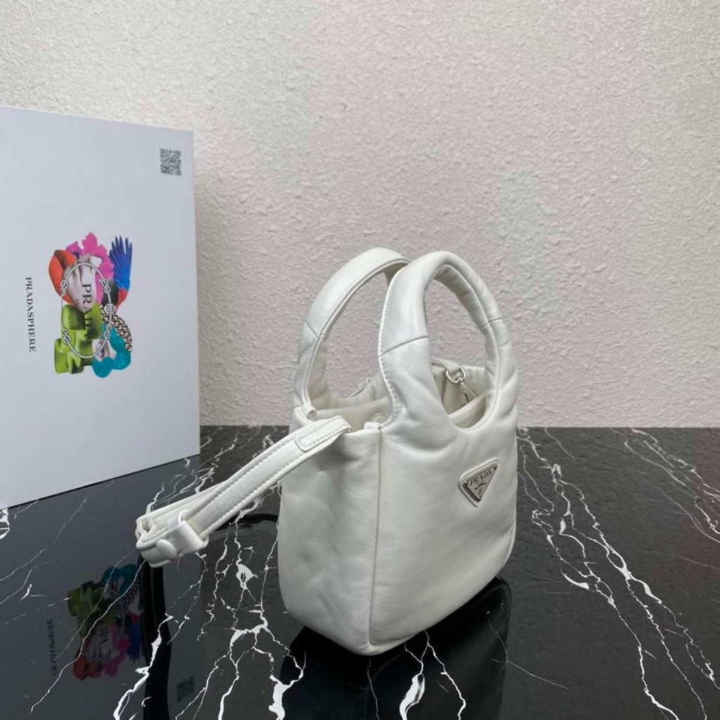 Prada 1BA359 Small Padded Prada Soft Nappa Leather Bag White
