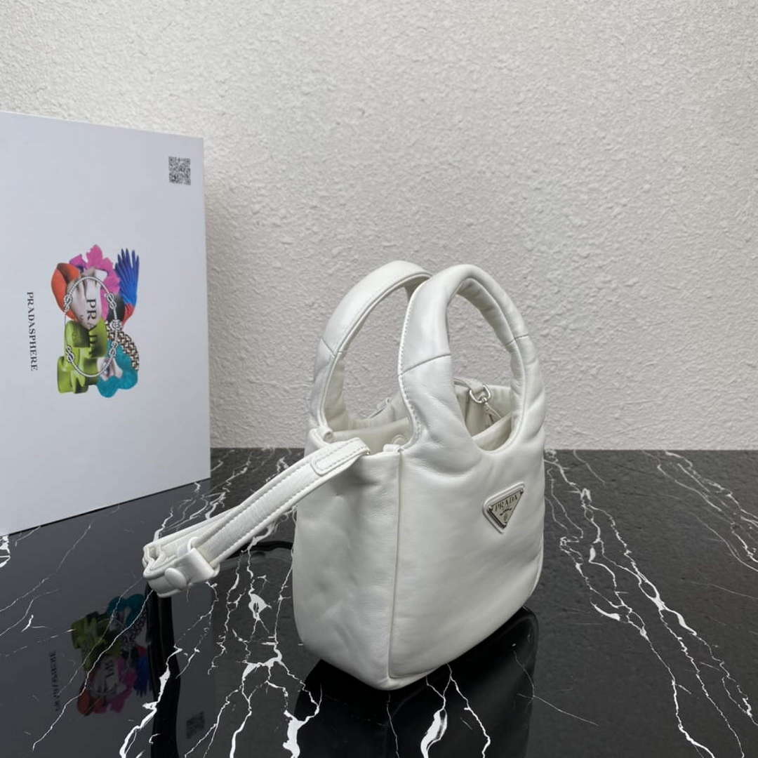Prada 1BA359 Small Padded Prada Soft Nappa Leather Bag White