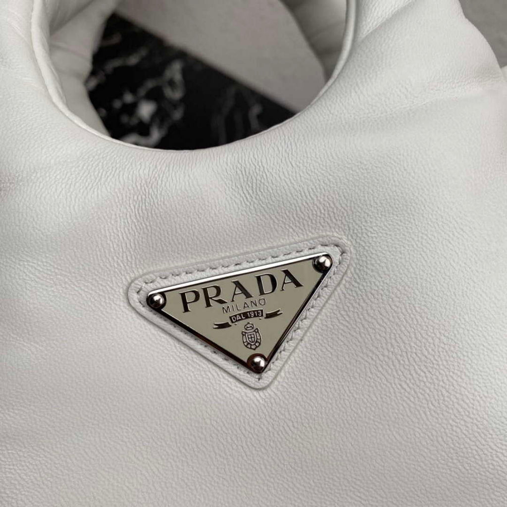 Prada 1BA359 Small Padded Prada Soft Nappa Leather Bag White