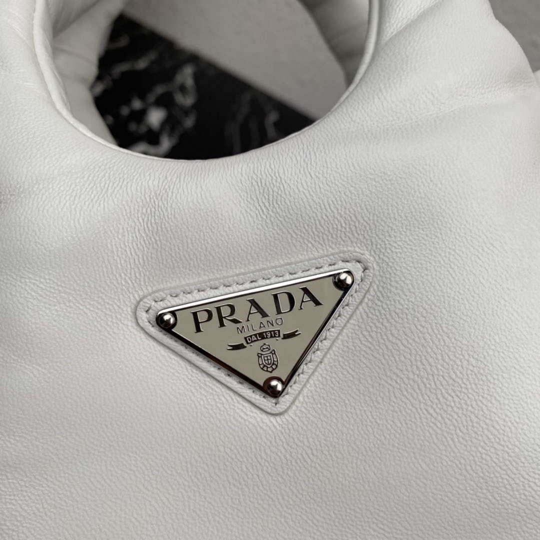 Prada 1BA359 Small Padded Prada Soft Nappa Leather Bag White - Default Title - View 5