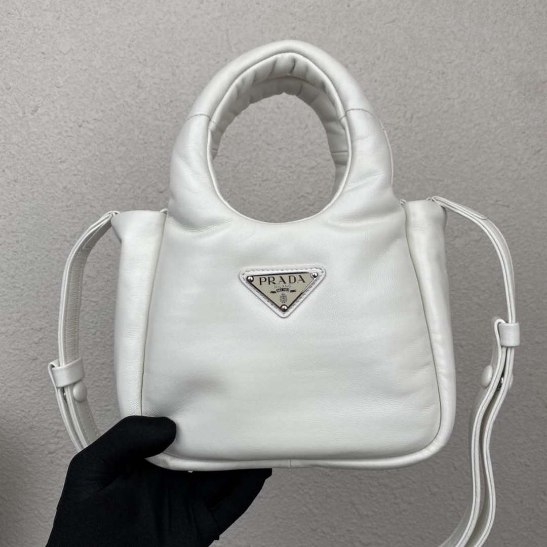 Prada 1BA359 Small Padded Prada Soft Nappa Leather Bag White - Default Title - View 9