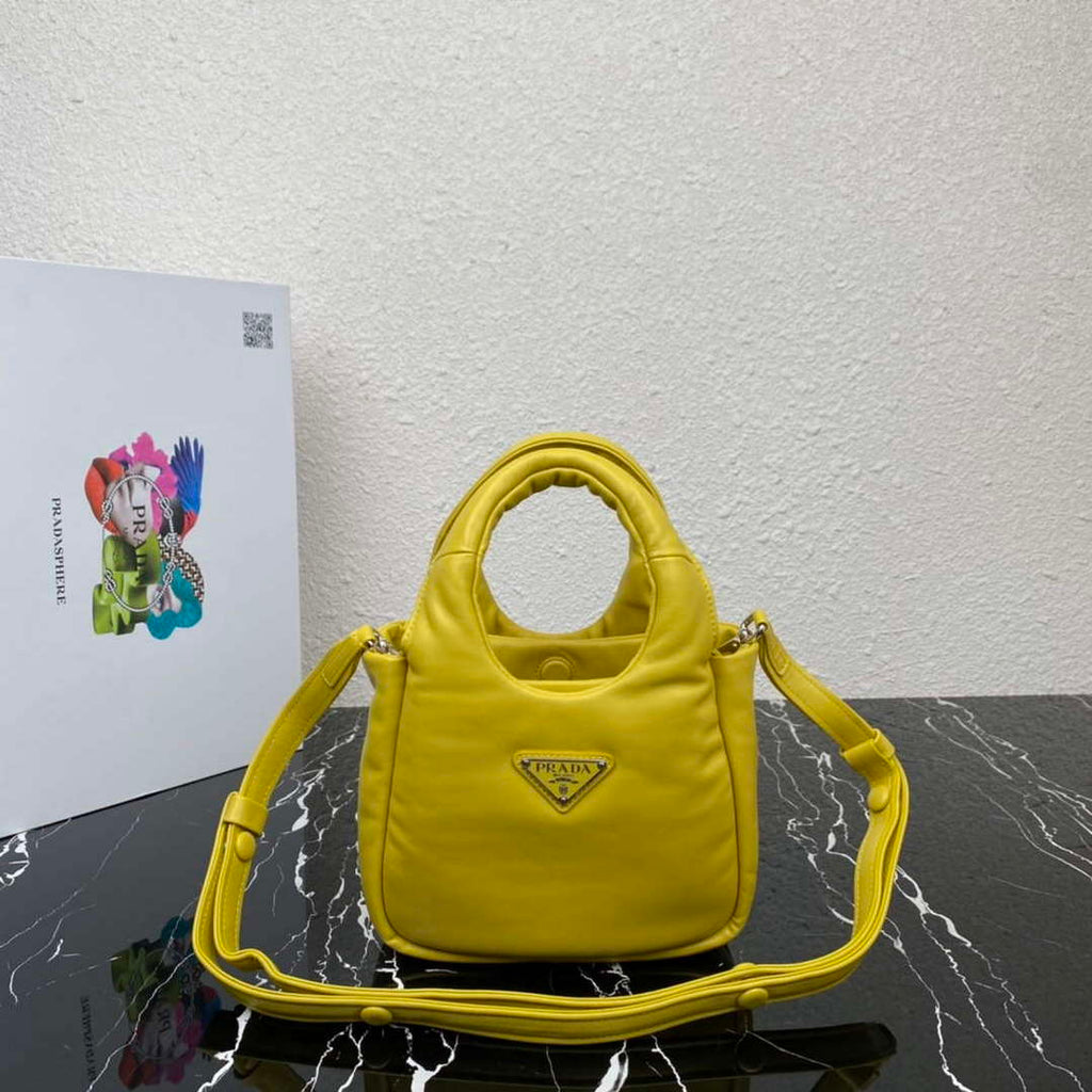 Prada 1BA359 Small Padded Prada Soft Nappa Leather Bag Yellow