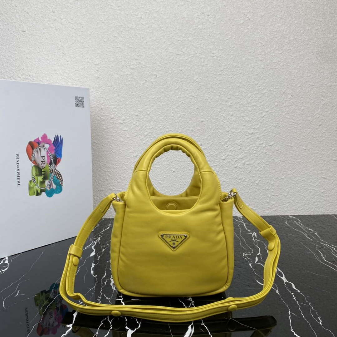 Prada 1BA359 Small Padded Prada Soft Nappa Leather Bag Yellow - Default Title - View 1