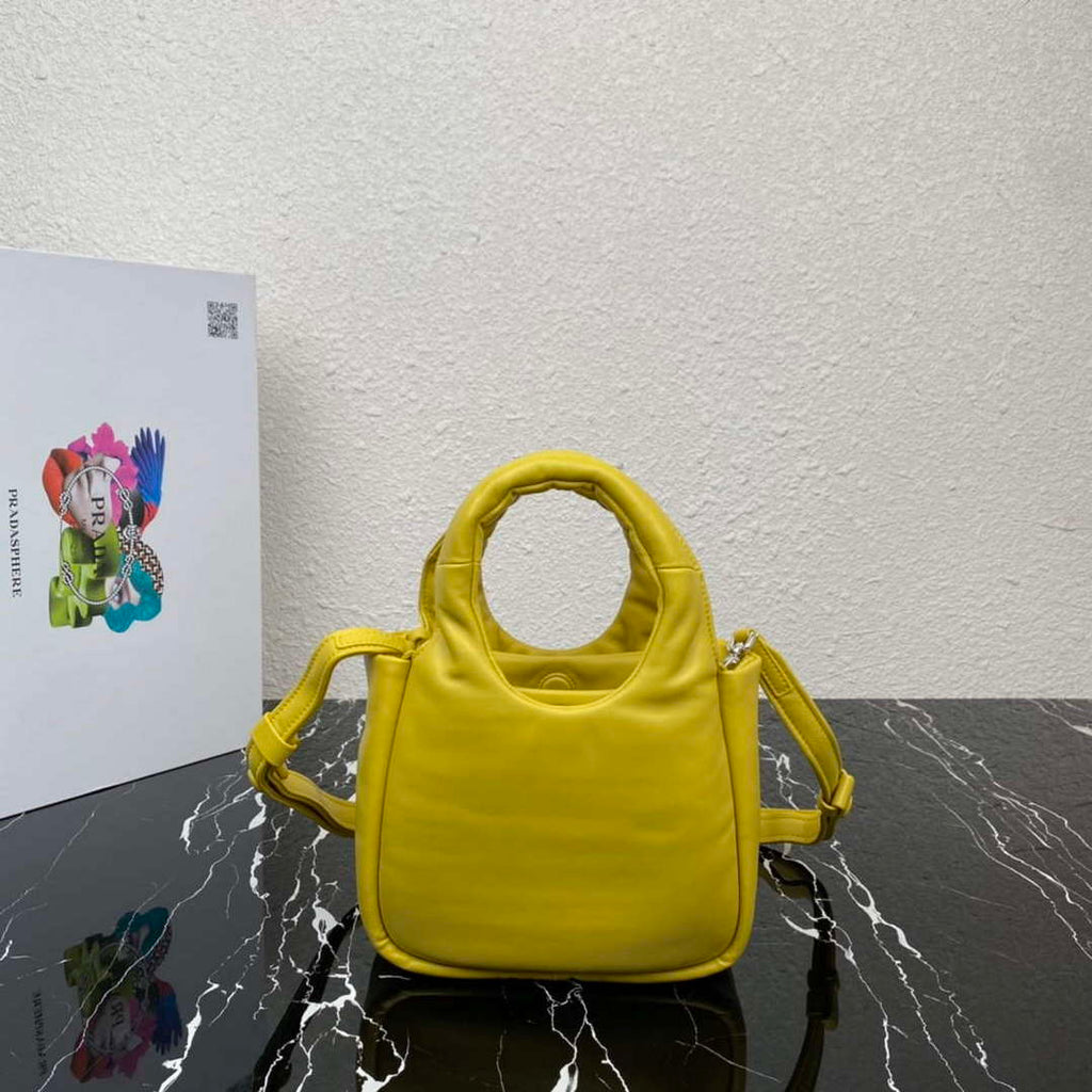 Prada 1BA359 Small Padded Prada Soft Nappa Leather Bag Yellow